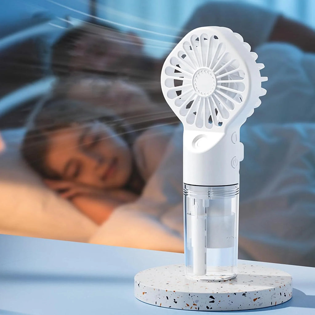 Portable Handheld Spray Fan Mini Humidifier Misting Fan 3 Speeds Powerful Wind USB Rechargeable Water Mist Fan Outdoor Small Fan