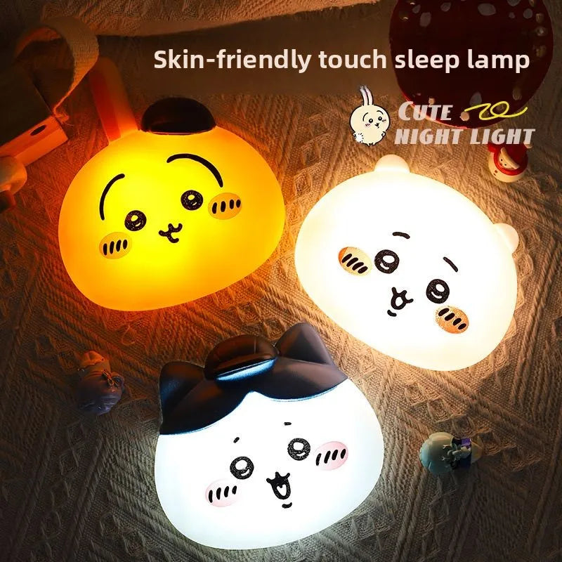 jiyi Cute Cartoon Tap Light Hachiware Usagi Night Lamp 3-Level Dimmable LED Touch Sensor Adorable Fun Gift Kids Room Decor