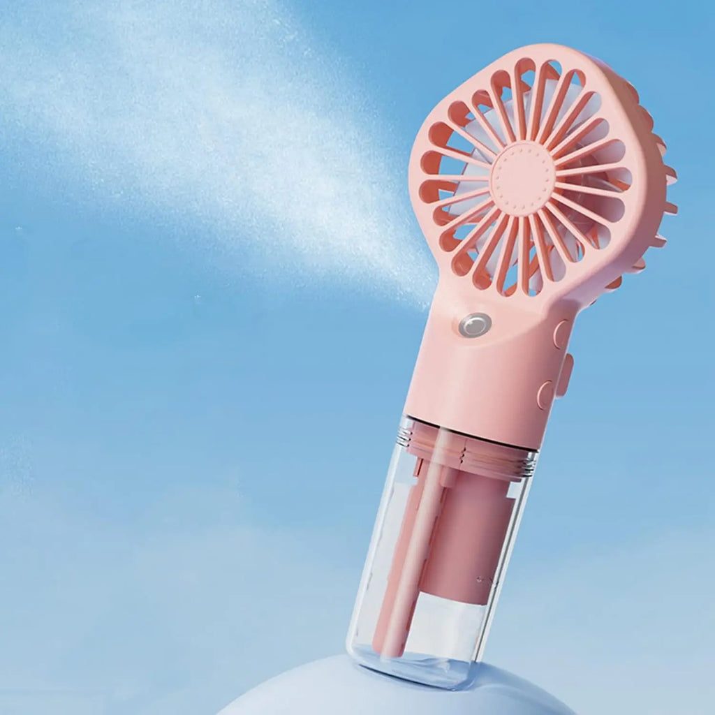 Portable Handheld Spray Fan Mini Humidifier Misting Fan 3 Speeds Powerful Wind USB Rechargeable Water Mist Fan Outdoor Small Fan