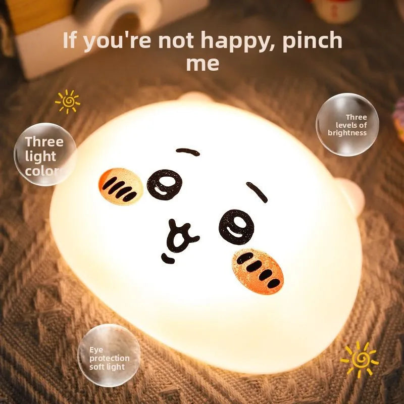 jiyi Cute Cartoon Tap Light Hachiware Usagi Night Lamp 3-Level Dimmable LED Touch Sensor Adorable Fun Gift Kids Room Decor