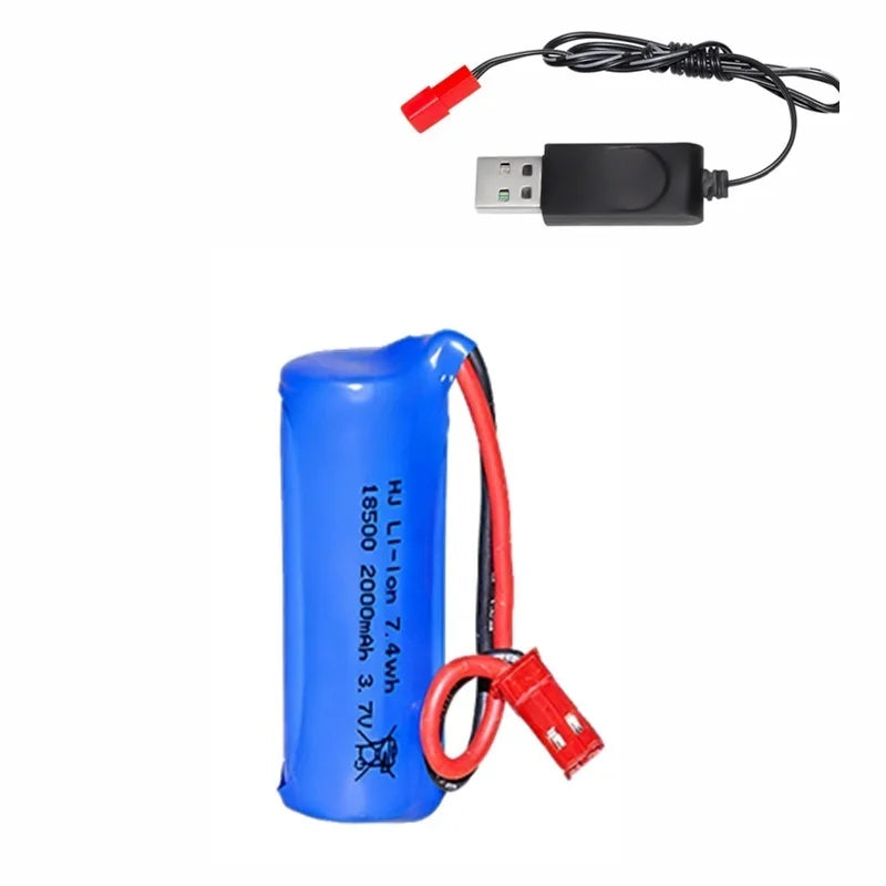 18500 Lithium-Ion Rechargeable Battery 3.7V 2000mAh For Speakers, Radios, LED Lights, Toys Parts With SM/JST-2P USB Charger