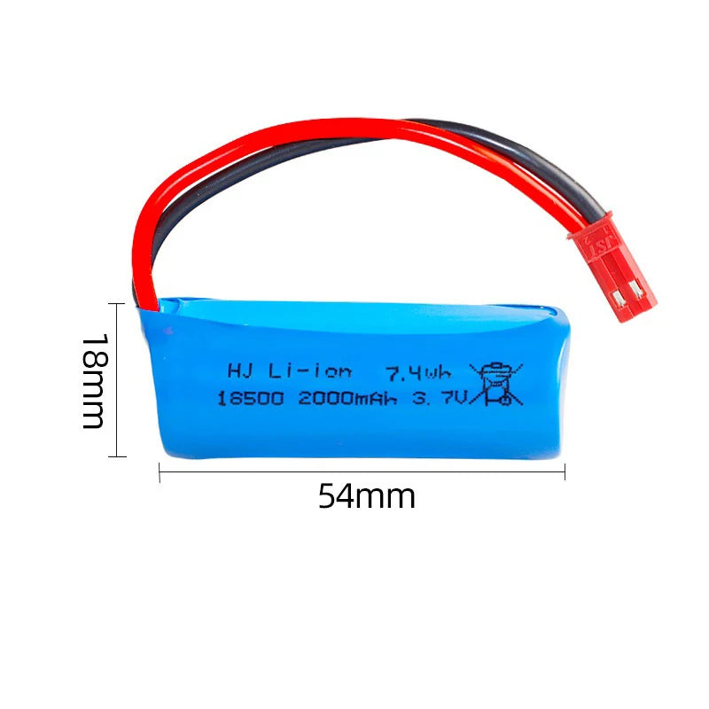 18500 Lithium-Ion Rechargeable Battery 3.7V 2000mAh For Speakers, Radios, LED Lights, Toys Parts With SM/JST-2P USB Charger