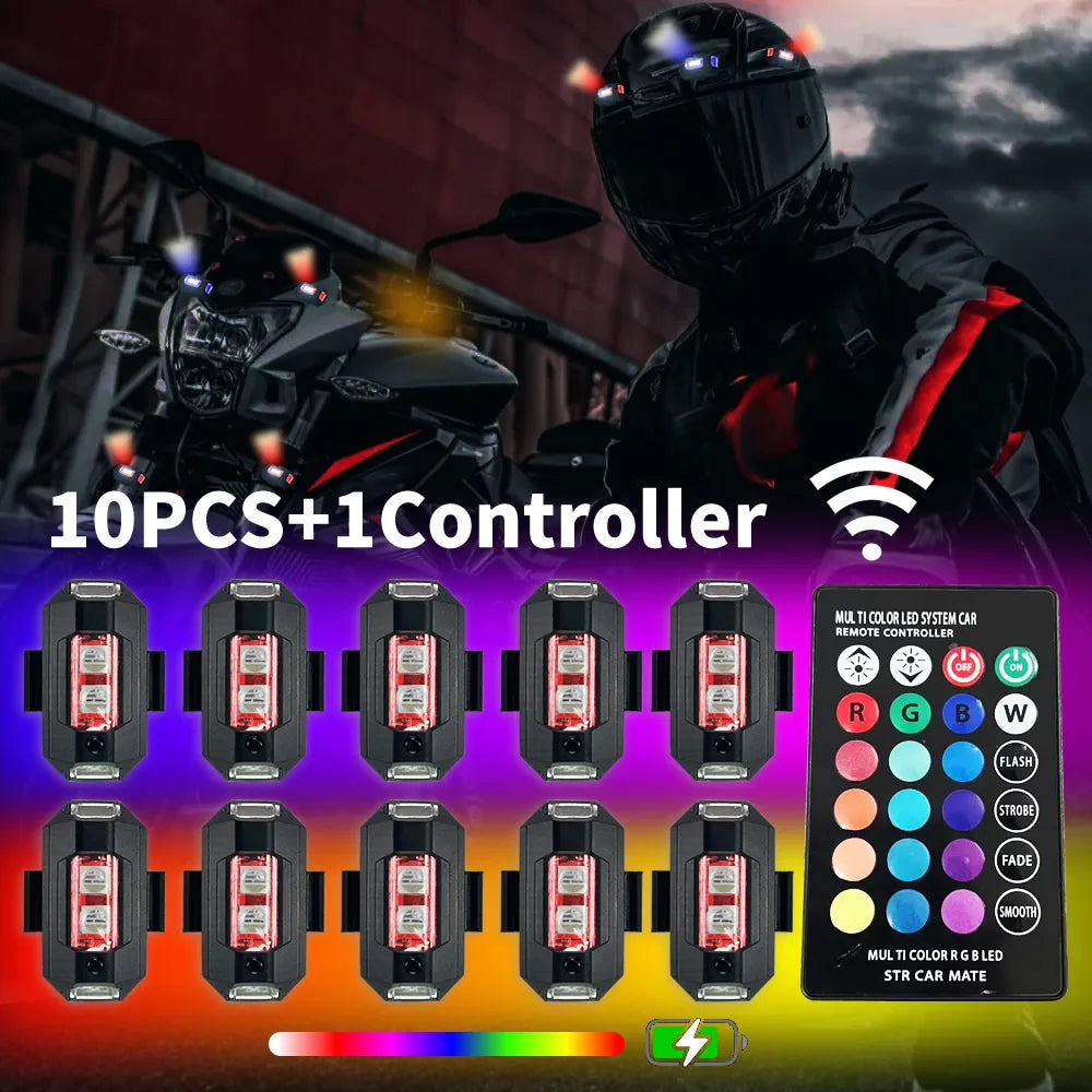 light Up the Night RGB LED Aircraft Strobe Lights for Motorcycles,Airplanes & Helicopters,Car. Control Color easy, recharg