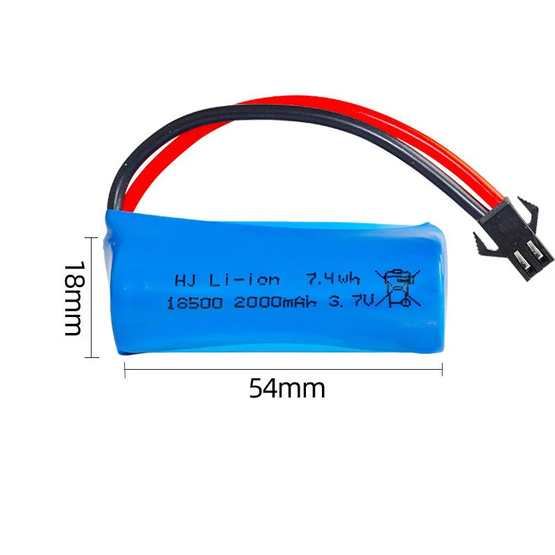 18500 Lithium-Ion Rechargeable Battery 3.7V 2000mAh For Speakers, Radios, LED Lights, Toys Parts With SM/JST-2P USB Charger