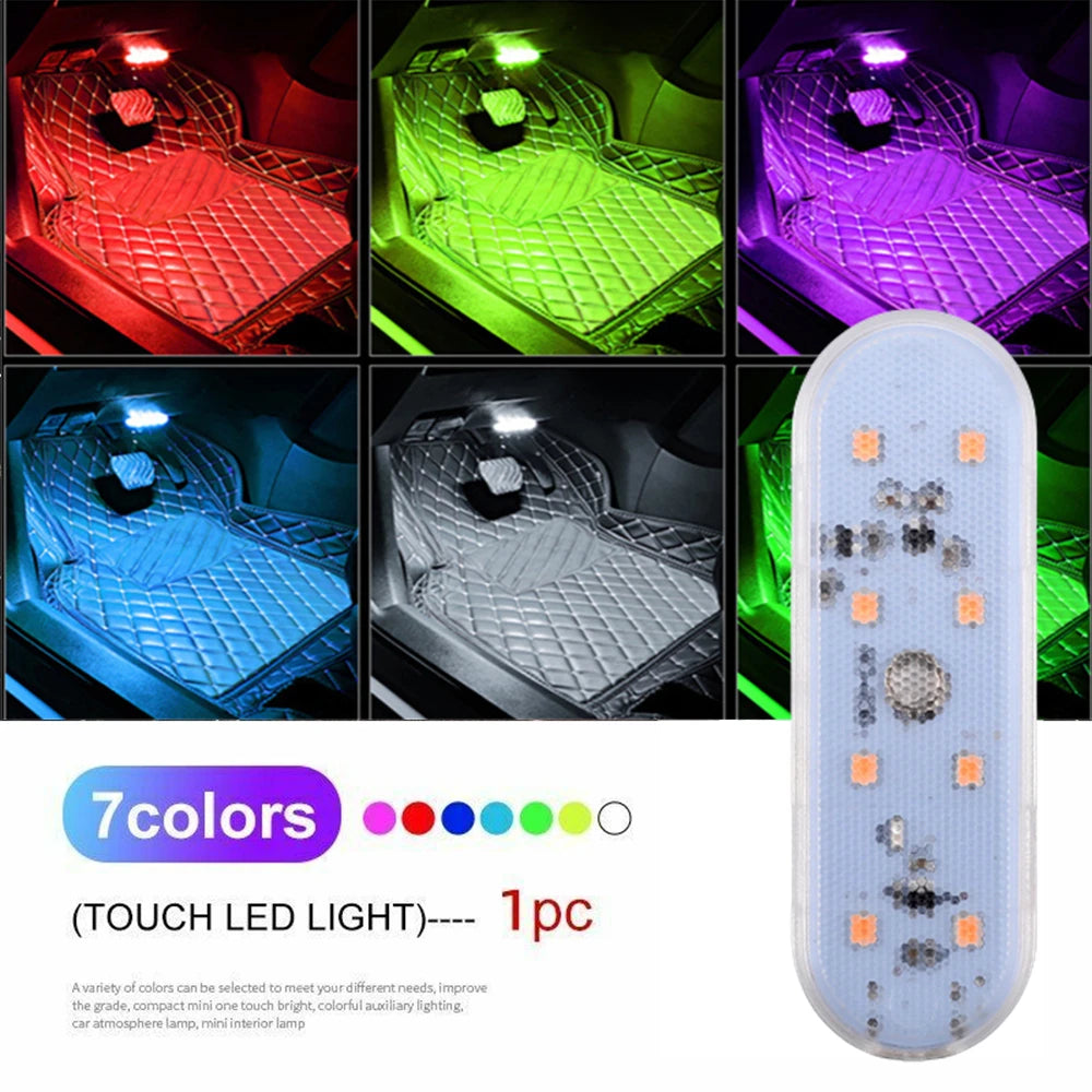 Car Interior Light LED Car Proof Touch Flash Light Door Magnet Touch Light USB Chargeable Battery Car Motorhome Ceiling Lamps