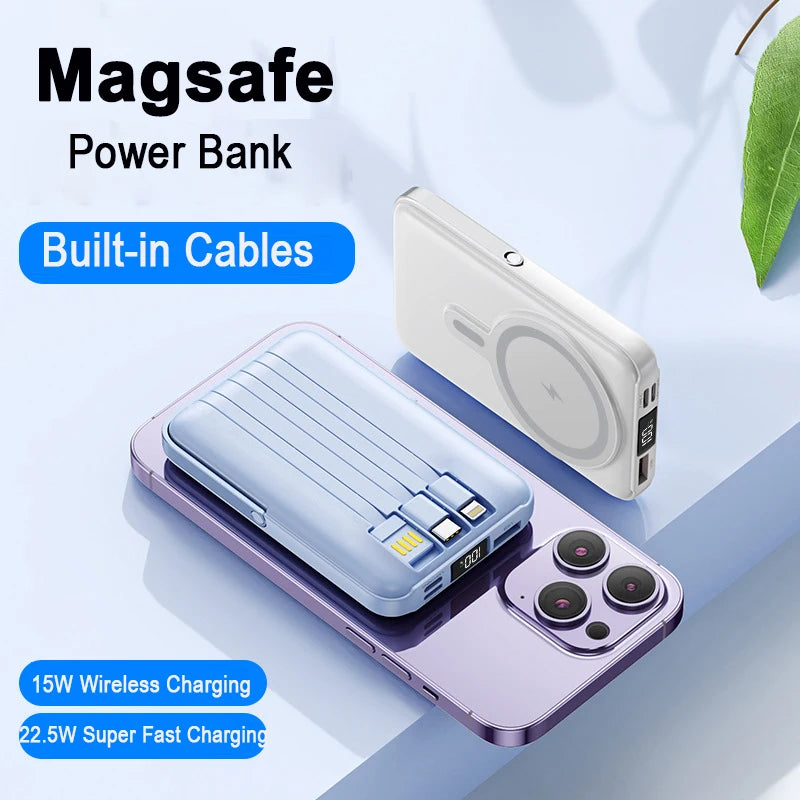 10000mAh Wireless Magnetic Power Bank Portable 22.5W Fast Charging For iPhone 17/16/15/14/13/12 Series Mobile Power with Back Clip and Bracket Desktop Charger