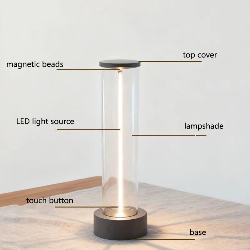 Wireless Portable LED Desk Lamp, Rechargeable Design, Magnetic Desk Lamp, With Touch Sensor, Three-Level Dimming For Bedroom