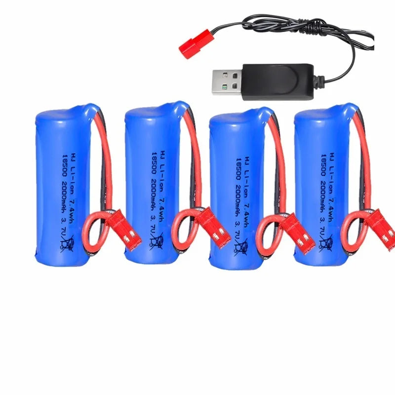 18500 Lithium-Ion Rechargeable Battery 3.7V 2000mAh For Speakers, Radios, LED Lights, Toys Parts With SM/JST-2P USB Charger