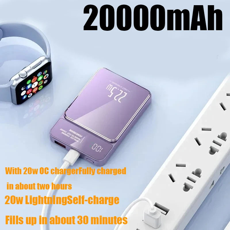 30000mAh Fast charging Magnetic 22.5W Wireless Small Portable Power Bank Emergency Power Supply For iPhone 12 13 14 15 16 Xiaomi