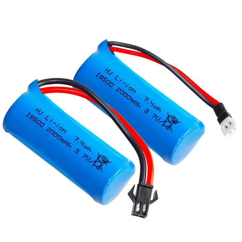 18500 Lithium-Ion Rechargeable Battery 3.7V 2000mAh For Speakers, Radios, LED Lights, Toys Parts With SM/JST-2P USB Charger