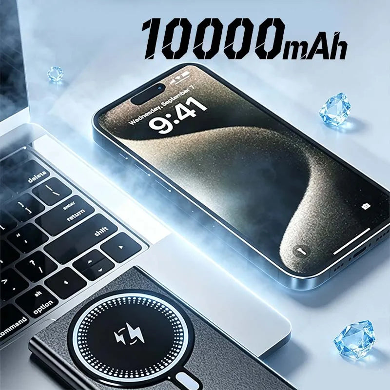 10000mAh Ultra Thin Magnetic Portable Power Bank, PD 20W Dual Fast Charging External Battery Pack Compatible with iPhone