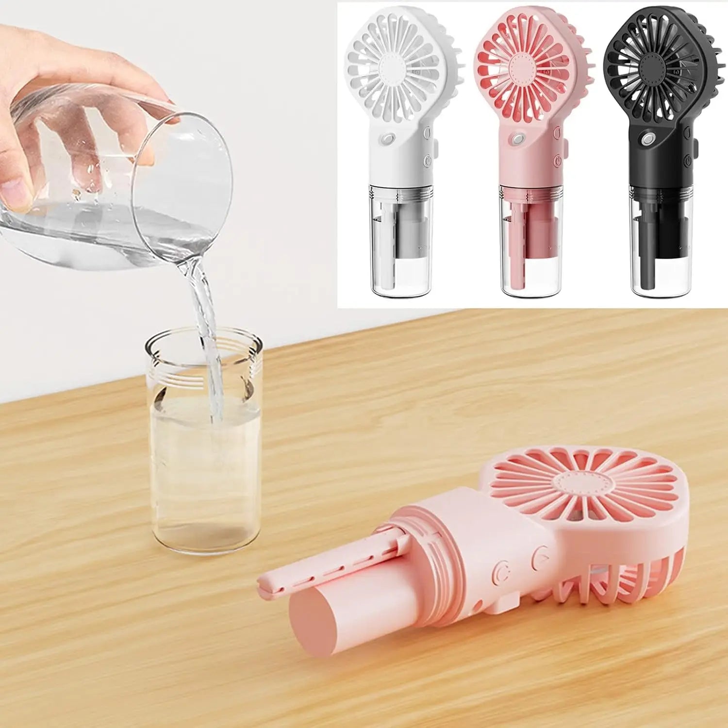 Portable Handheld Spray Fan Mini Humidifier Misting Fan 3 Speeds Powerful Wind USB Rechargeable Water Mist Fan Outdoor Small Fan