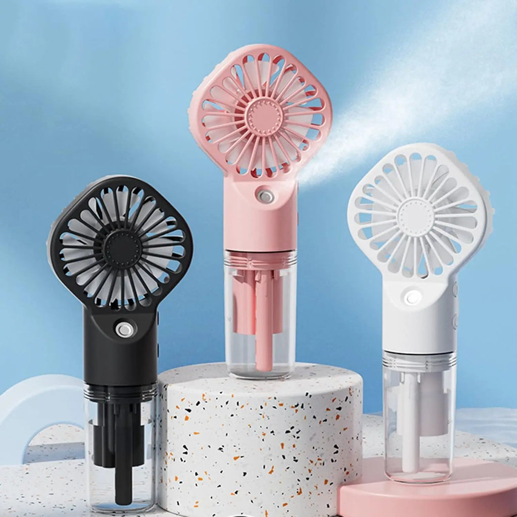 Portable Handheld Spray Fan Mini Humidifier Misting Fan 3 Speeds Powerful Wind USB Rechargeable Water Mist Fan Outdoor Small Fan